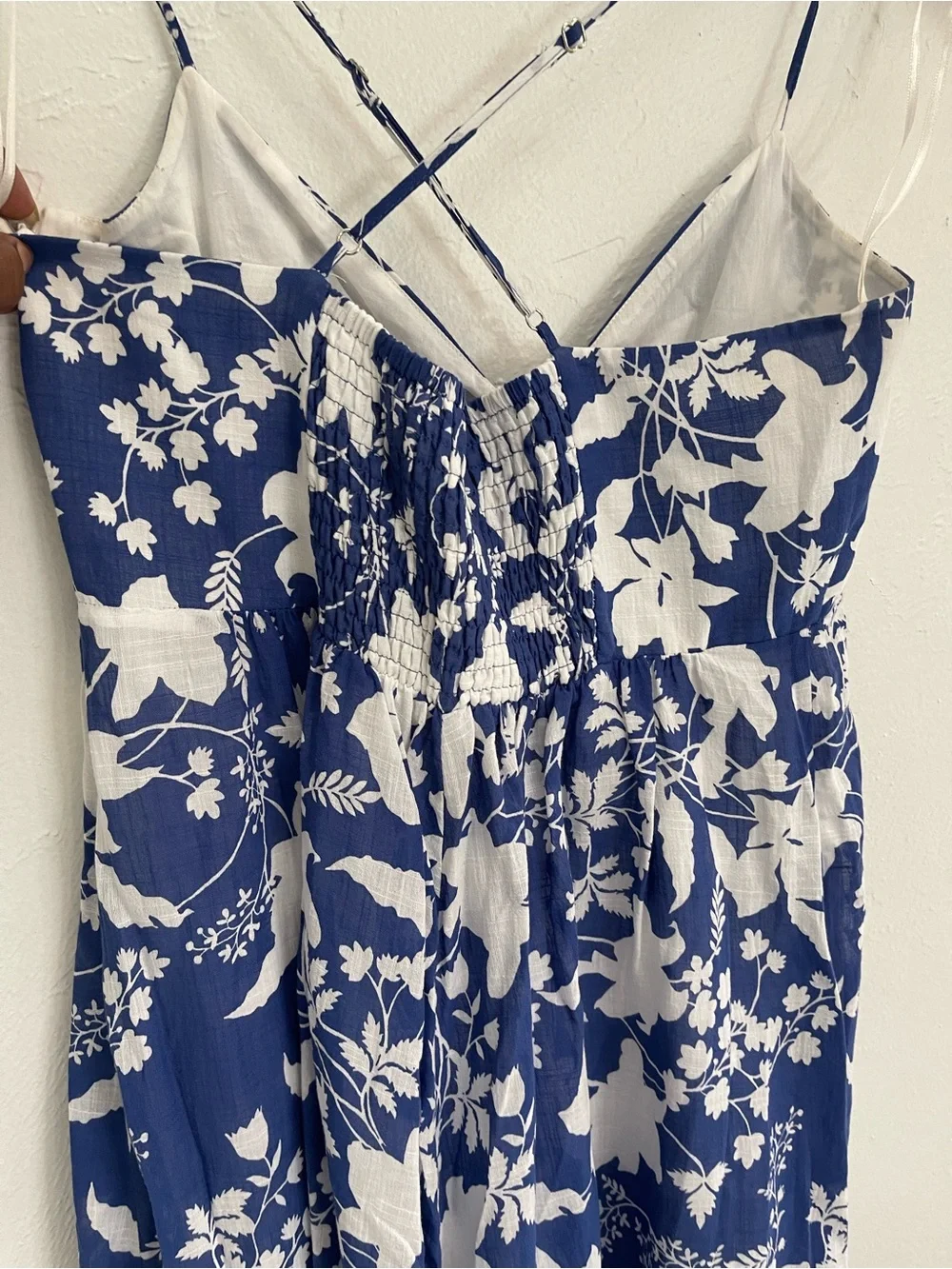 Zara Blue & White Floral Maxi Dress - Spaghetti Straps